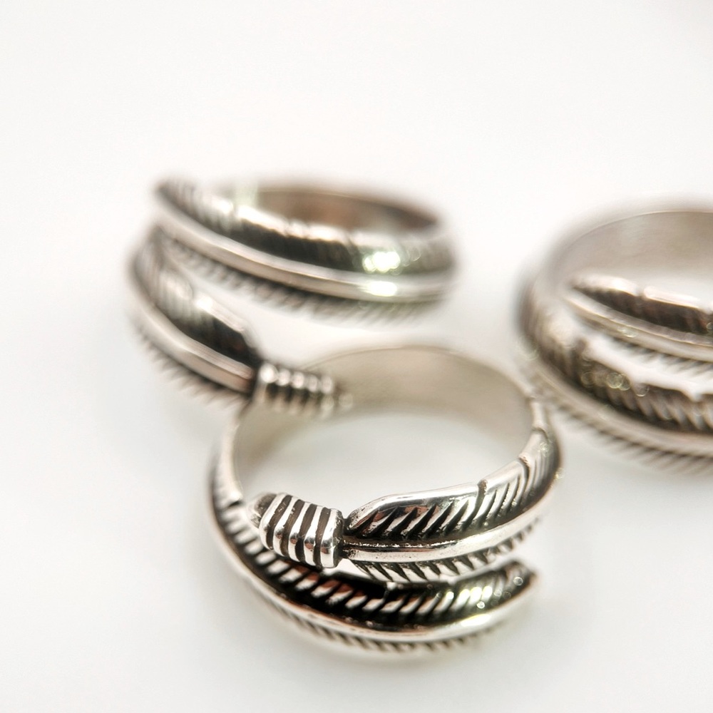 FP Folded Feather Silver Ring - Picture 2 of 5
